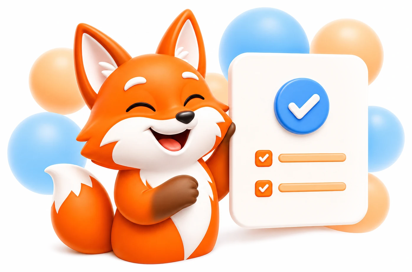 The AltirasPay fox next to a checked-off form
